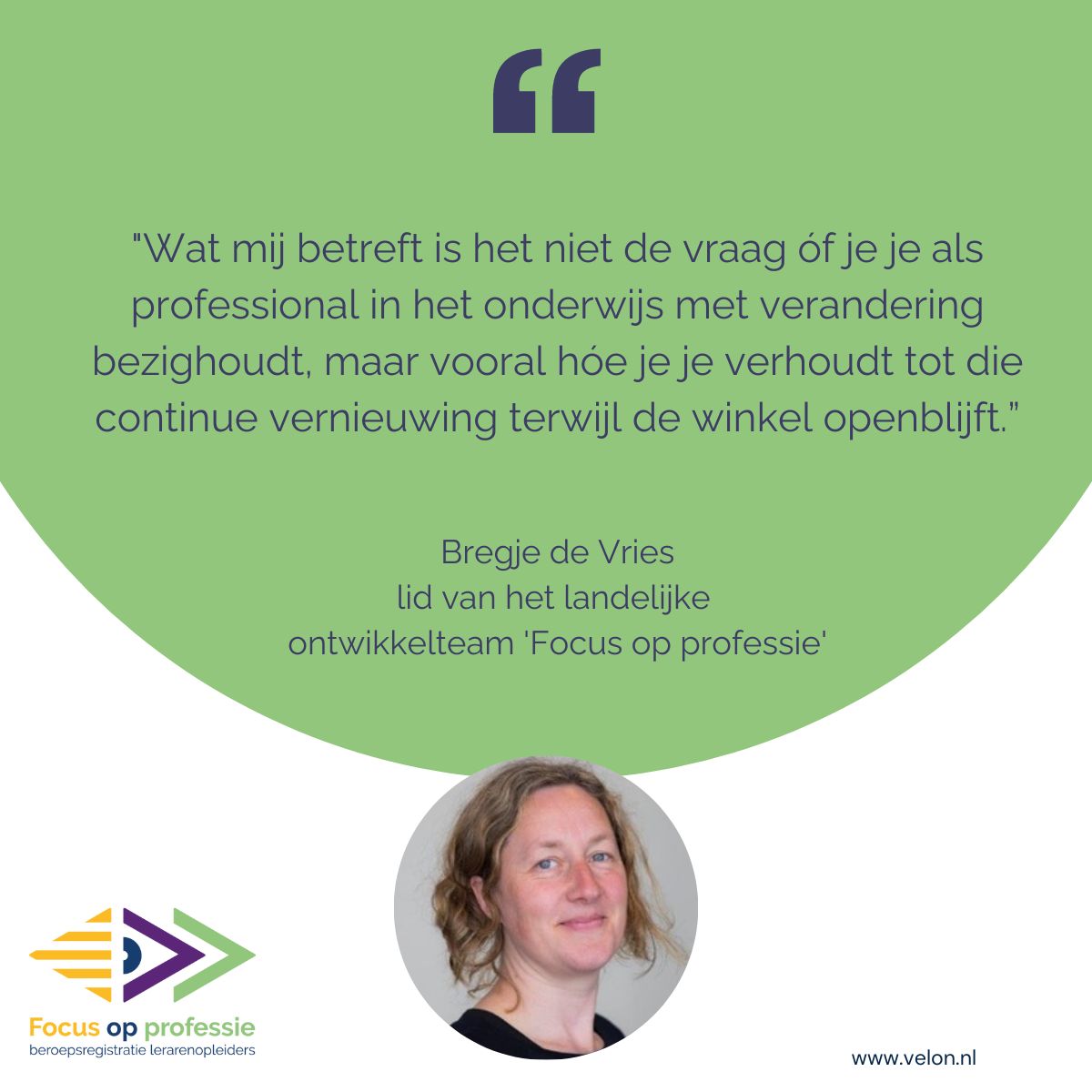 Ontwikkelteam Focus op professie: Bregje de Vries